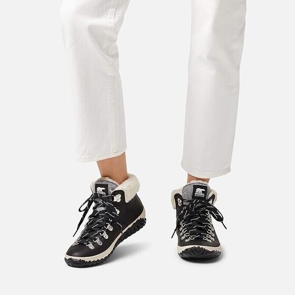 SOREL Boots Women 5 M Black Suede Shearling Rubber Sole Out N About Ankle NEW - Picture 3 of 8